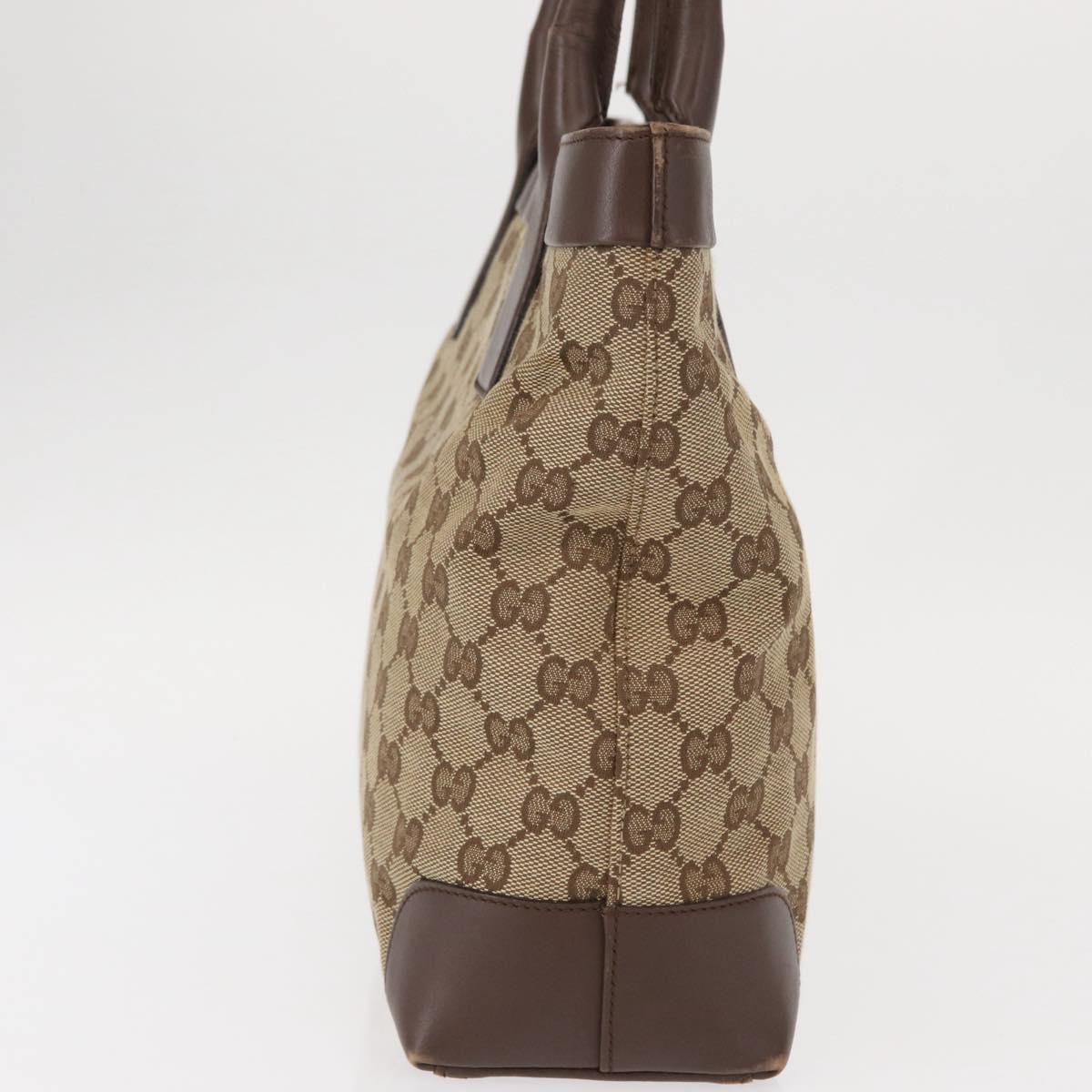 GUCCI GG Canvas Tote Bag Beige Gold 002 1199 Auth ka669