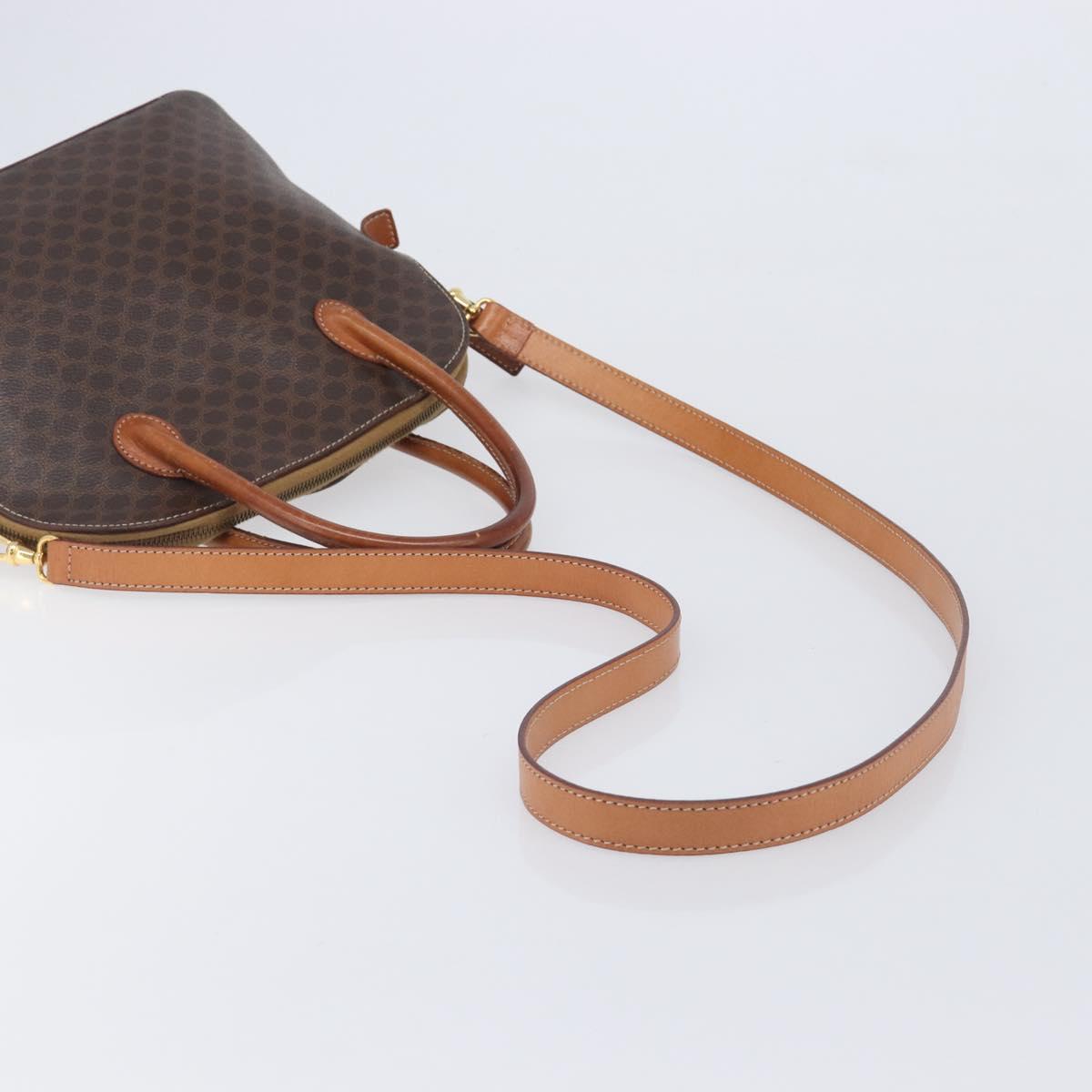 CELINE Macadam Hand Bag PVC 2way Brown Gold Tone Auth ka6693