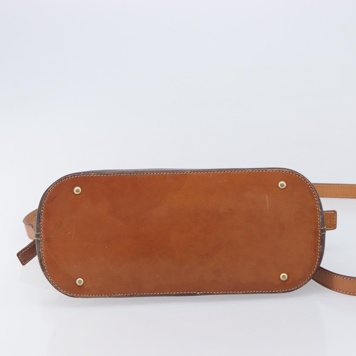 CELINE Macadam Hand Bag PVC 2way Brown Gold Tone Auth ka6693