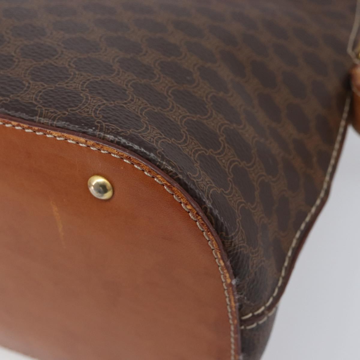 CELINE Macadam Hand Bag PVC 2way Brown Gold Tone Auth ka6693