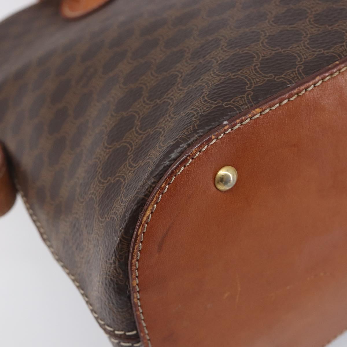 CELINE Macadam Hand Bag PVC 2way Brown Gold Tone Auth ka6693