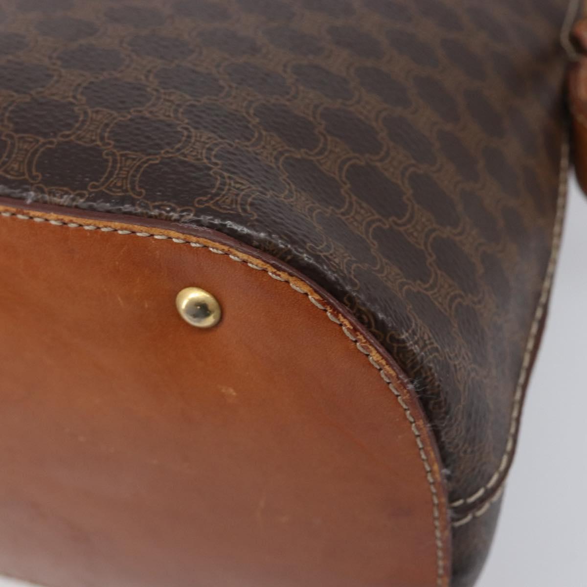 CELINE Macadam Hand Bag PVC 2way Brown Gold Tone Auth ka6693