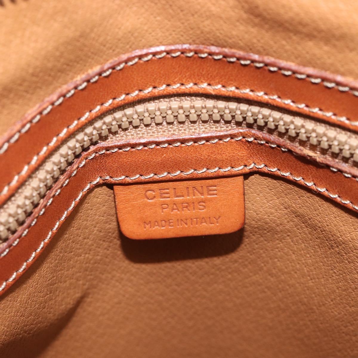 CELINE Macadam Hand Bag PVC 2way Brown Gold Tone Auth ka6693