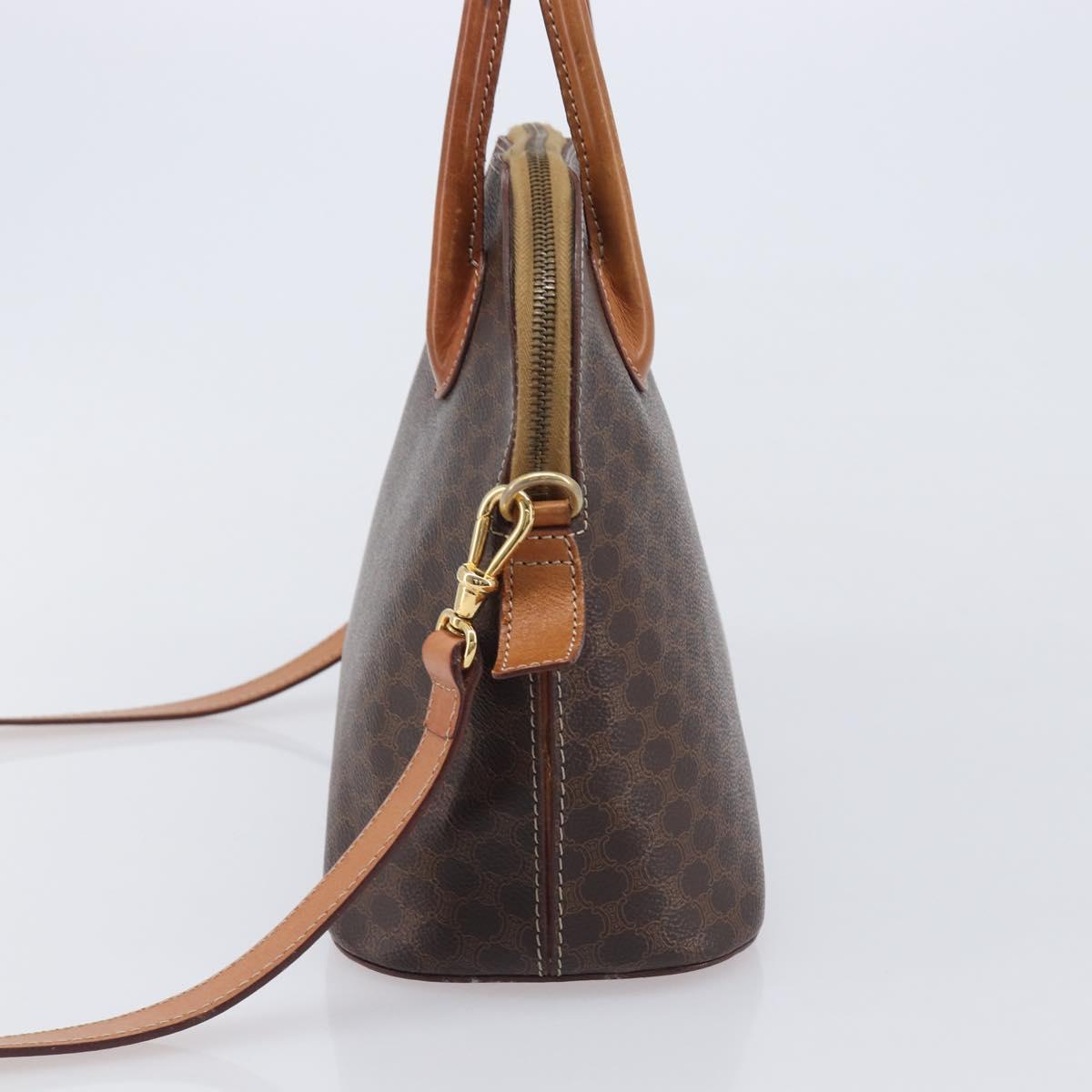 CELINE Macadam Hand Bag PVC 2way Brown Gold Tone Auth ka6693