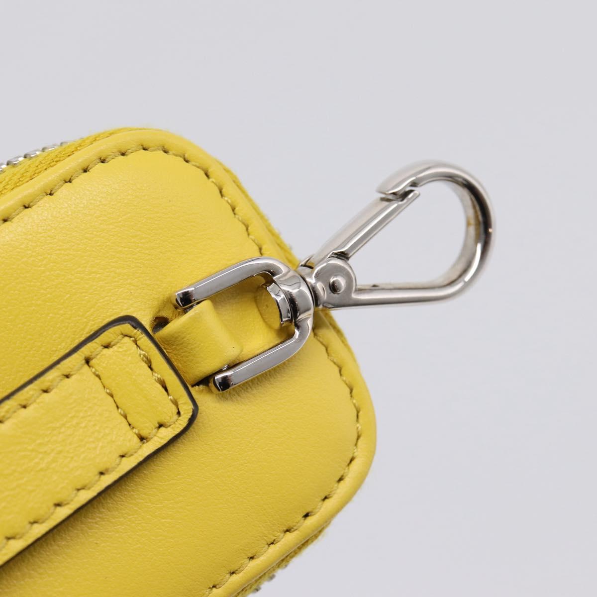 PRADA Triangle Shoulder Bag Leather Yellow Silver Auth ka6699M