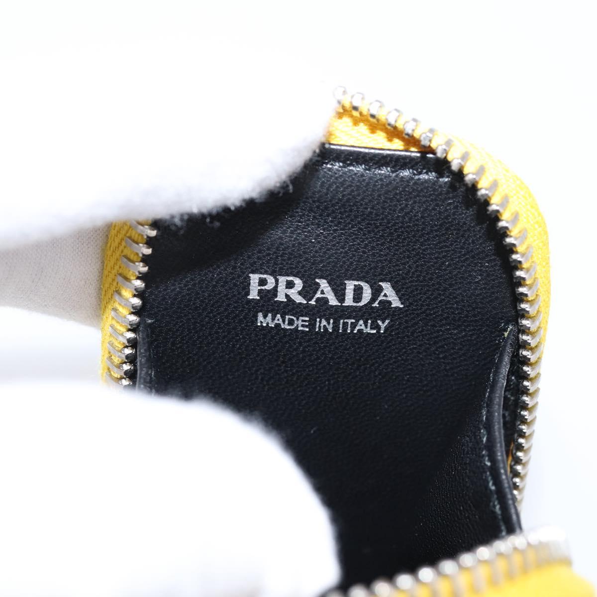 PRADA Triangle Shoulder Bag Leather Yellow Silver Auth ka6699M