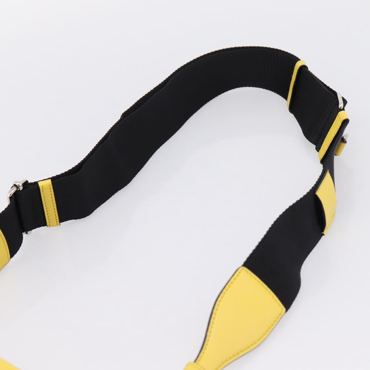 PRADA Triangle Shoulder Bag Leather Yellow Silver Auth ka6699M