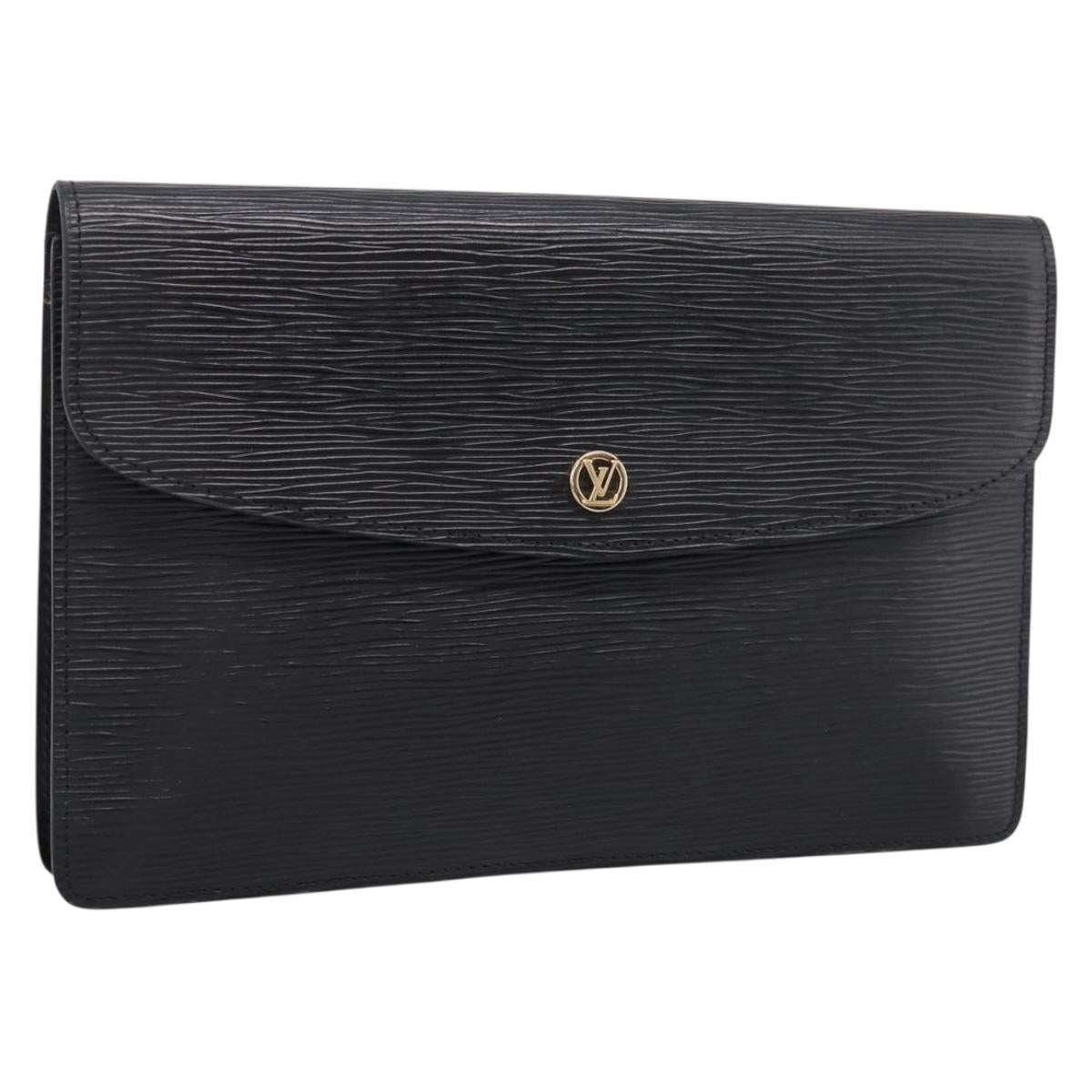 LOUIS VUITTON Epi Montaigne 27 Clutch Bag Black M52652 LV Auth ka6704
