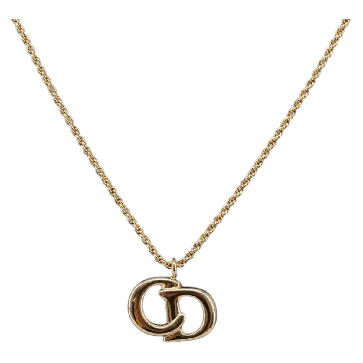 Christian Dior Necklace Metal Gold Tone Auth ka6708