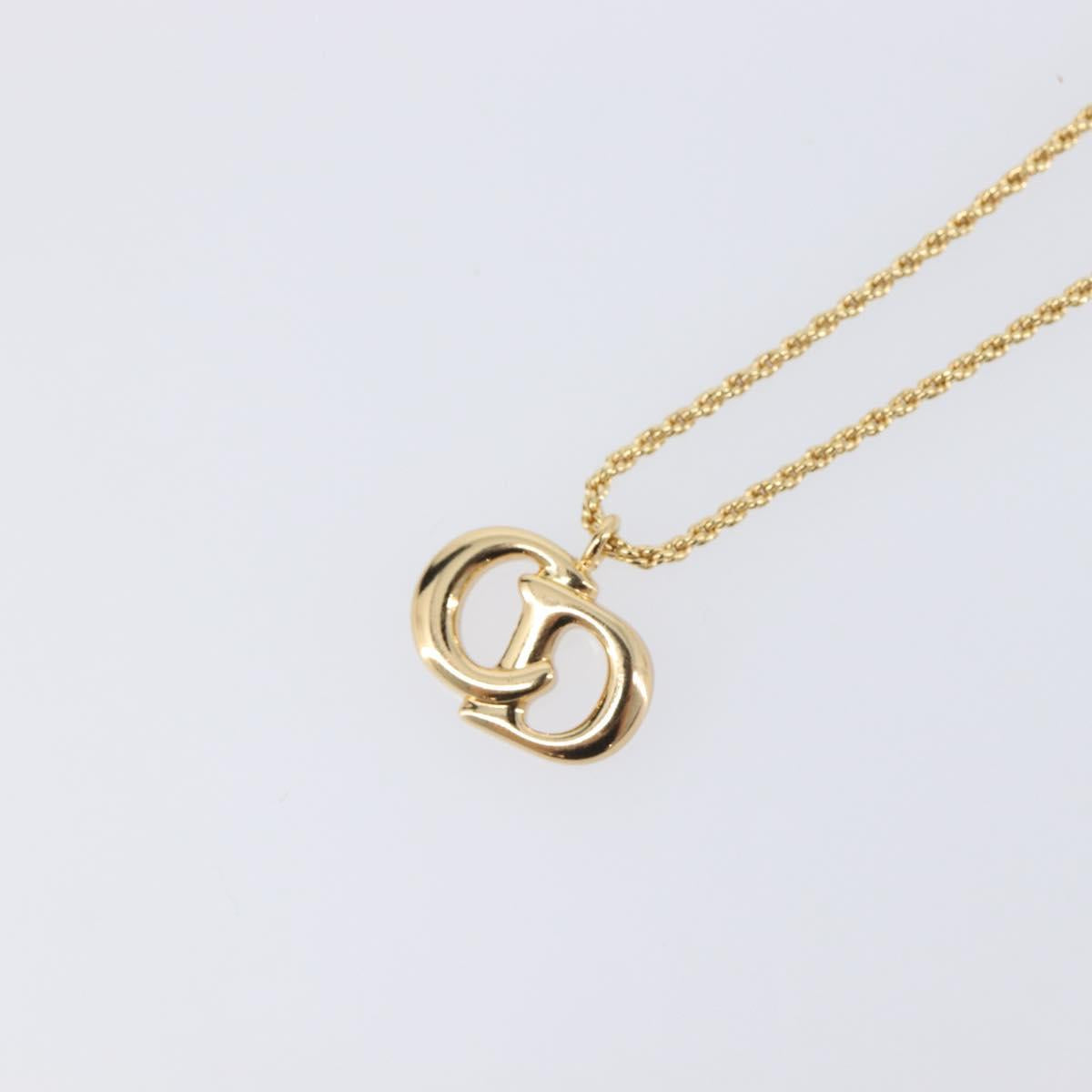 Christian Dior Necklace Metal Gold Tone Auth ka6708