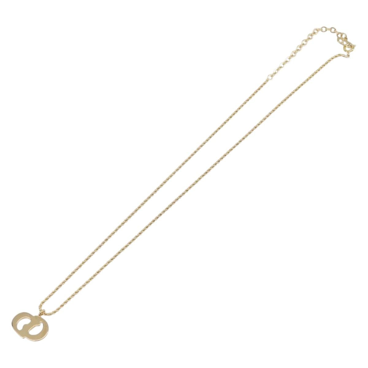 Christian Dior Necklace Metal Gold Tone Auth ka6708