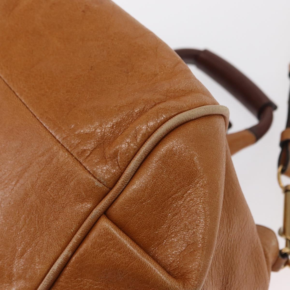 Chloe Etel Hand Bag Leather 2way Brown Gold Auth ka671