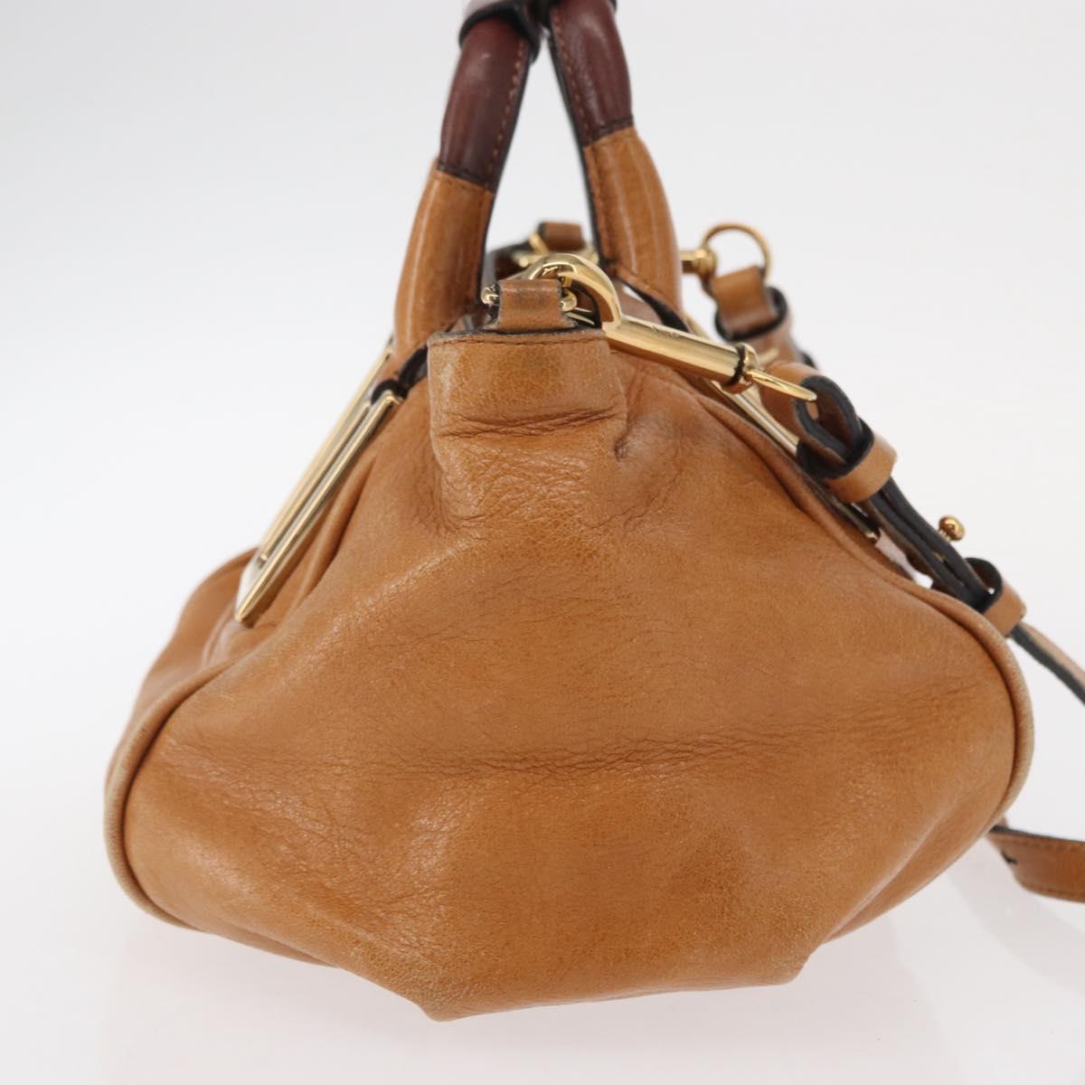 Chloe Etel Hand Bag Leather 2way Brown Gold Auth ka671