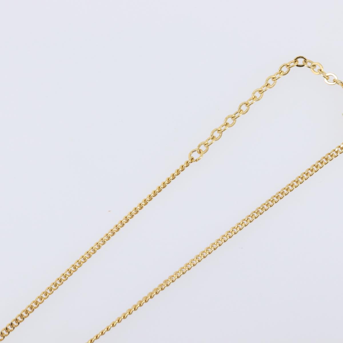 Christian Dior Rhinestone Necklace Metal Gold Tone Auth ka6710