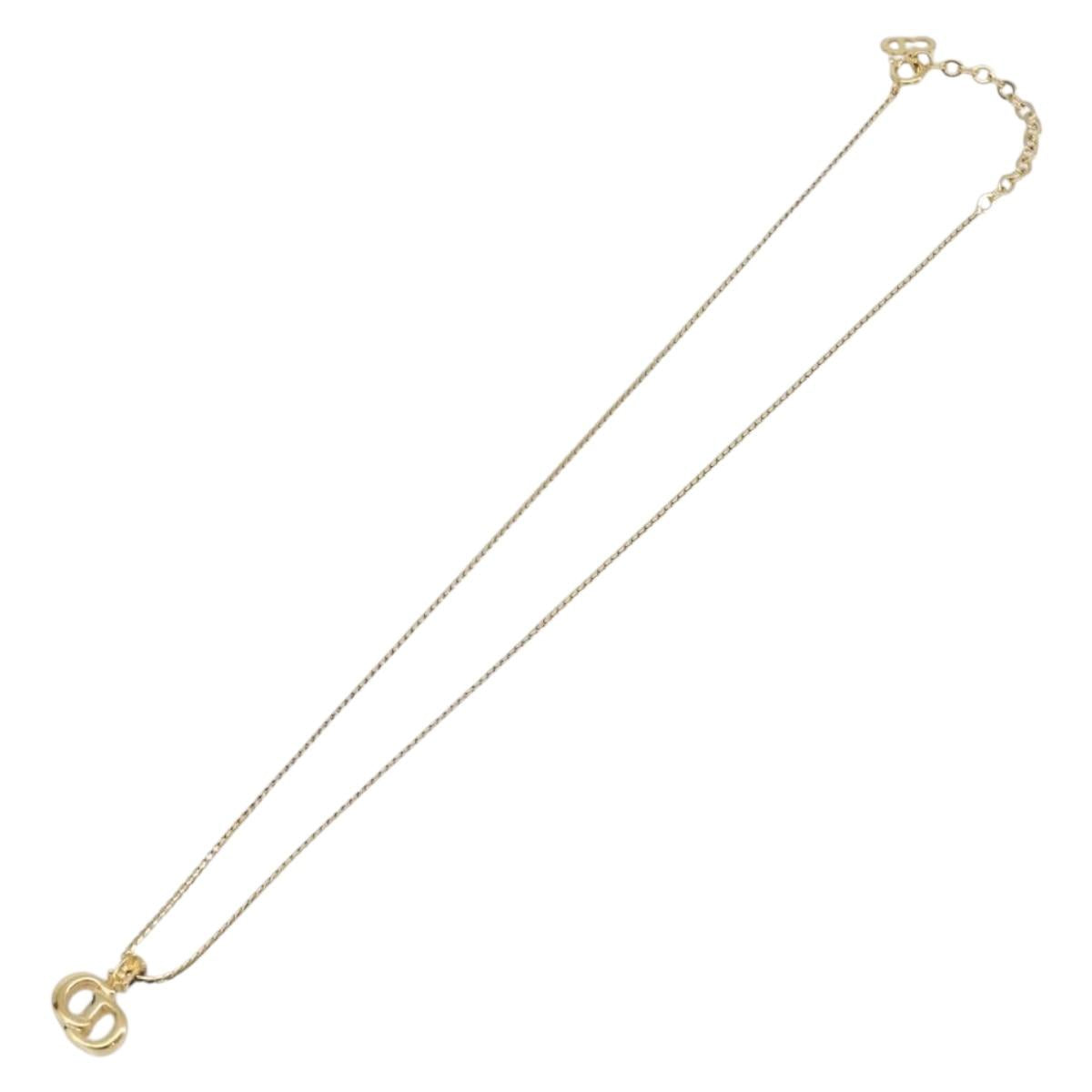 Christian Dior Necklace Metal Gold Tone Auth ka6711