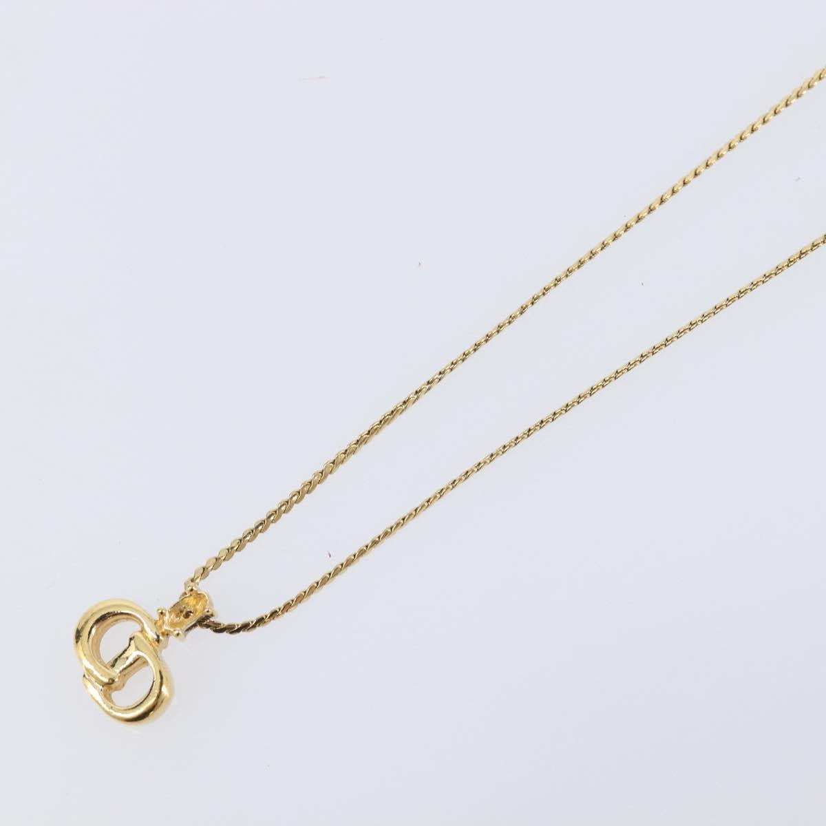 Christian Dior Necklace Metal Gold Tone Auth ka6711