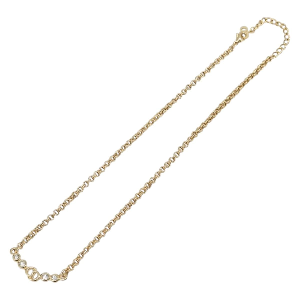 Christian Dior Necklace Metal Gold Tone Auth ka6712