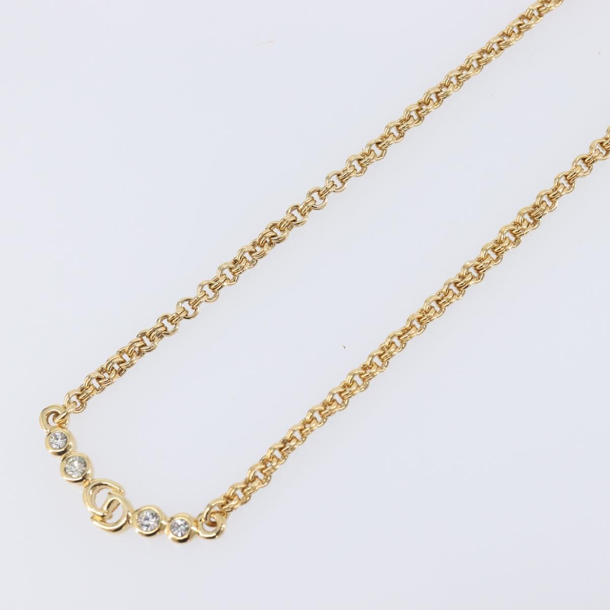 Christian Dior Necklace Metal Gold Tone Auth ka6712