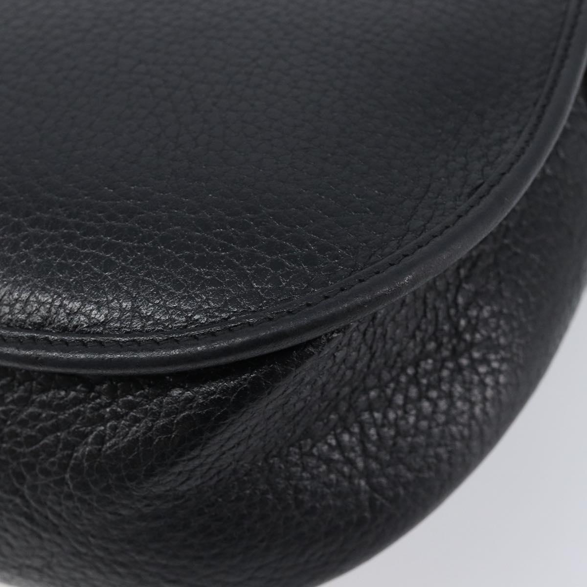 Christian Dior Shoulder Bag Leather Black Gold Tone Auth ka6720