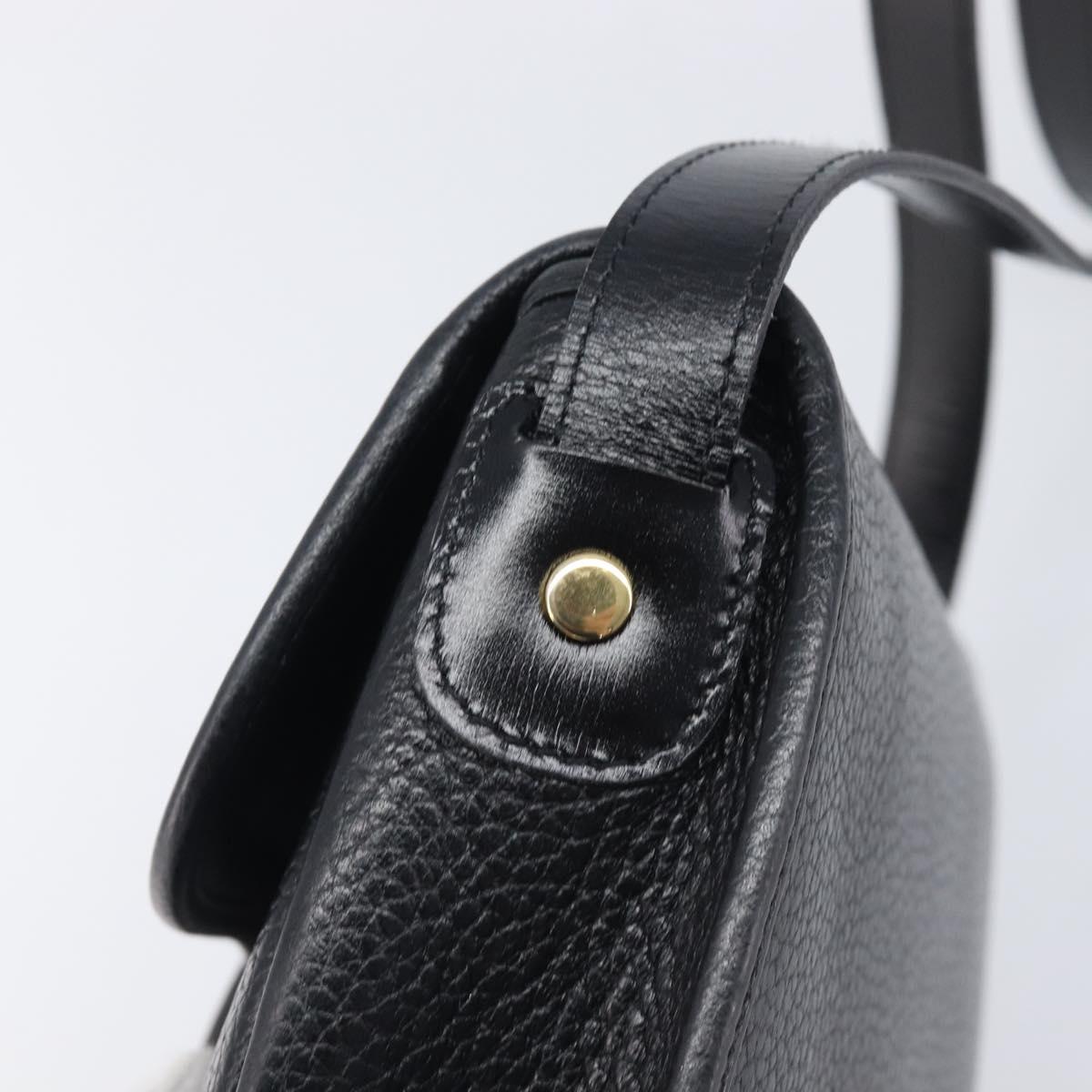Christian Dior Shoulder Bag Leather Black Gold Tone Auth ka6720