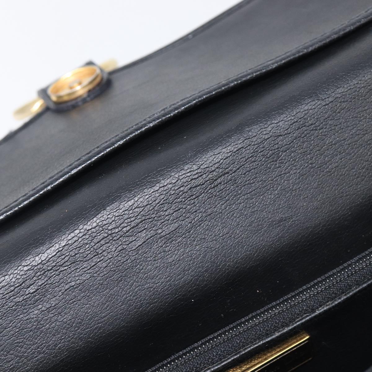 Christian Dior Shoulder Bag Leather Black Gold Tone Auth ka6720