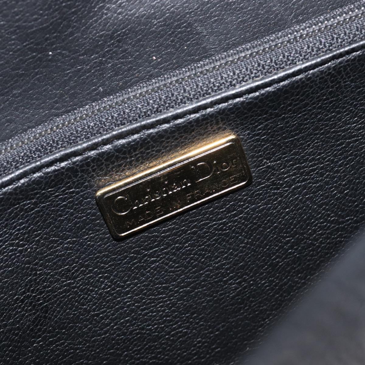 Christian Dior Shoulder Bag Leather Black Gold Tone Auth ka6720