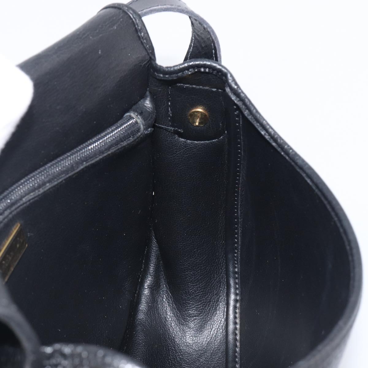 Christian Dior Shoulder Bag Leather Black Gold Tone Auth ka6720