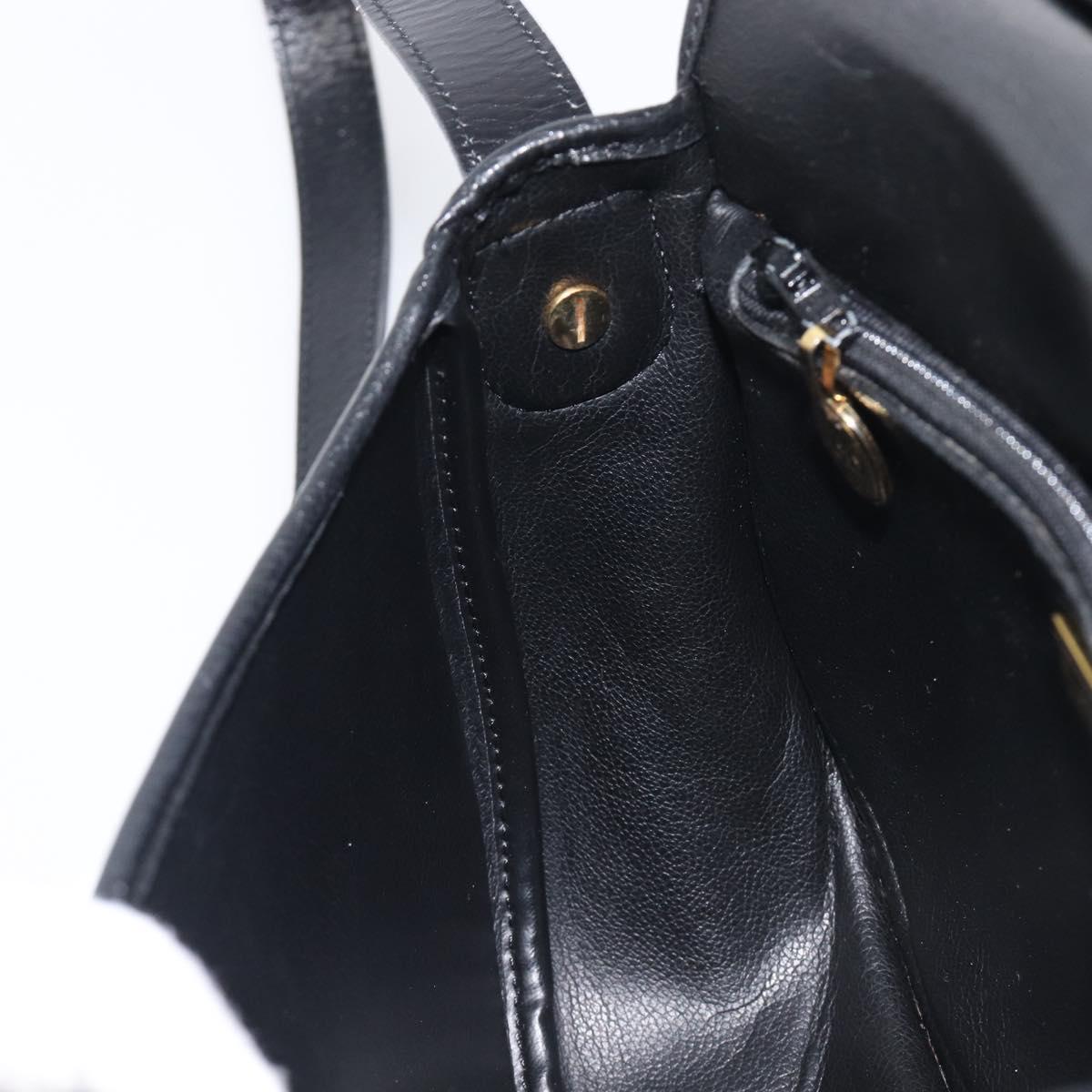 Christian Dior Shoulder Bag Leather Black Gold Tone Auth ka6720