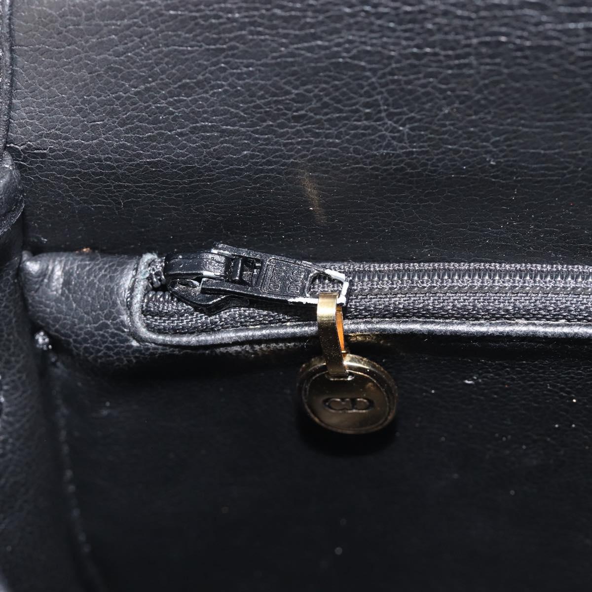 Christian Dior Shoulder Bag Leather Black Gold Tone Auth ka6720