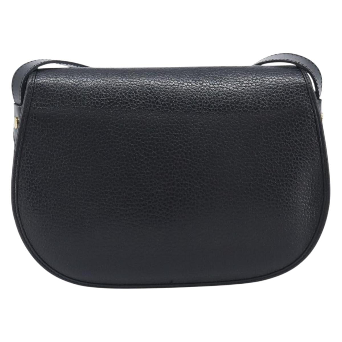 Christian Dior Shoulder Bag Leather Black Gold Tone Auth ka6720
