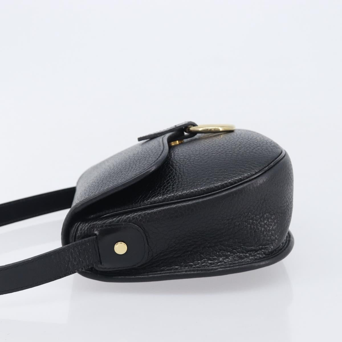 Christian Dior Shoulder Bag Leather Black Gold Tone Auth ka6720