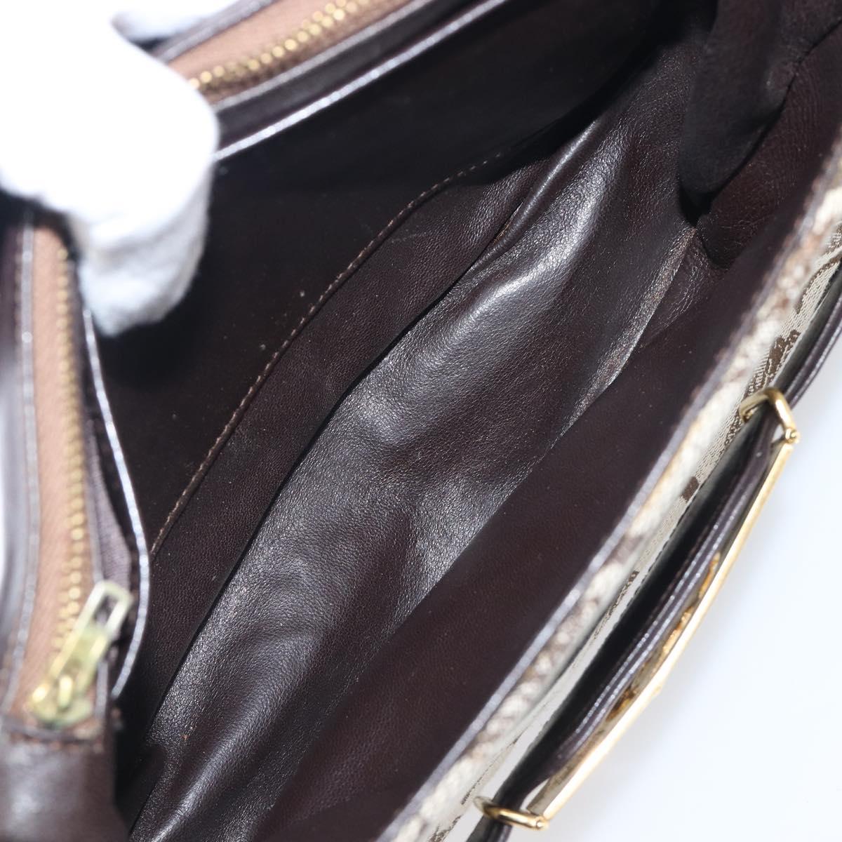 CELINE C Saluki Shoulder Bag Canvas Beige Gold Tone Auth ka6722