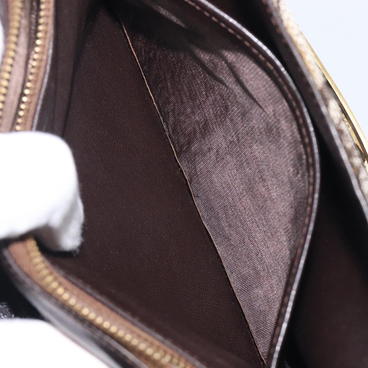 CELINE C Saluki Shoulder Bag Canvas Beige Gold Tone Auth ka6722