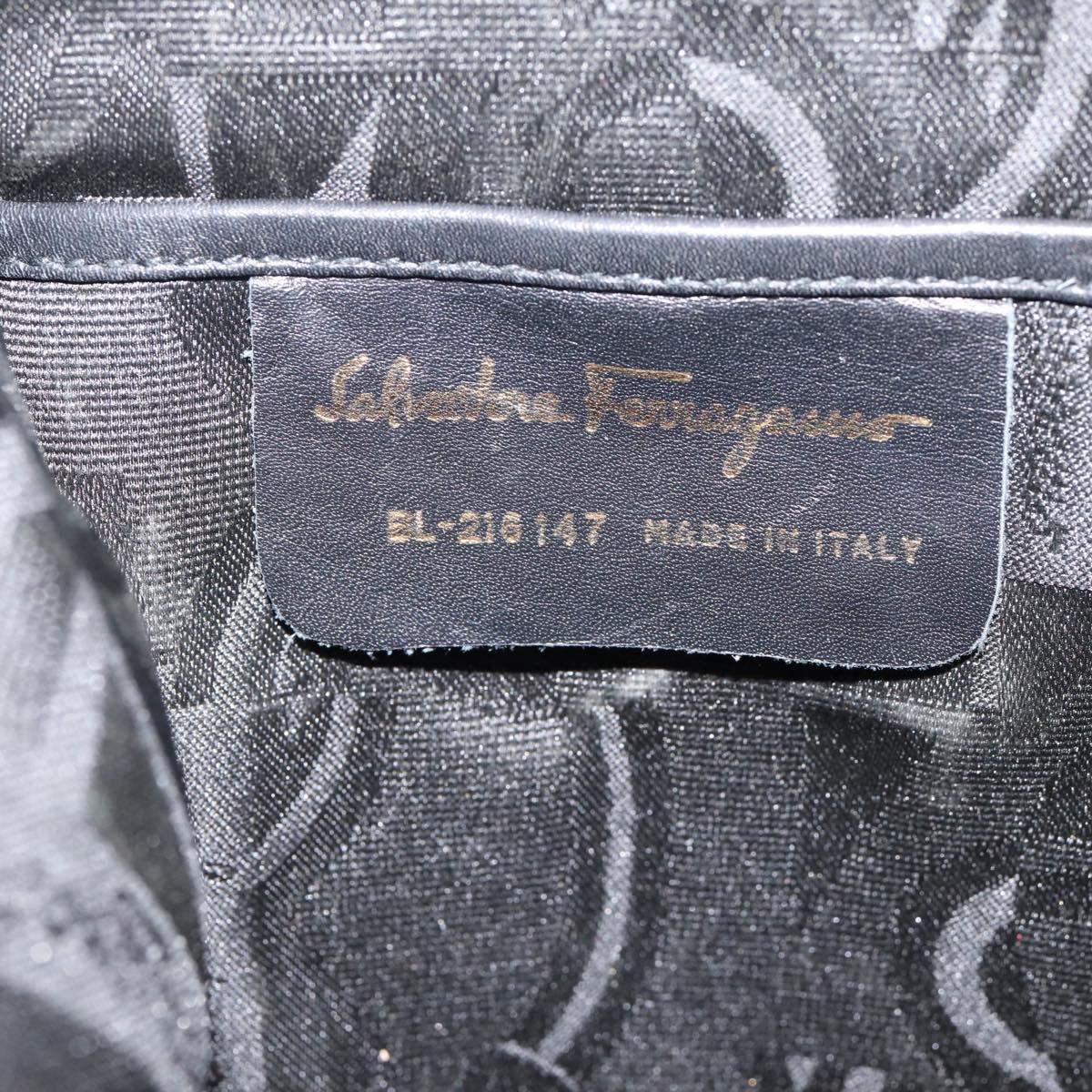Salvatore Ferragamo Gancini Backpack Leather Black Gold Tone Auth ka6723