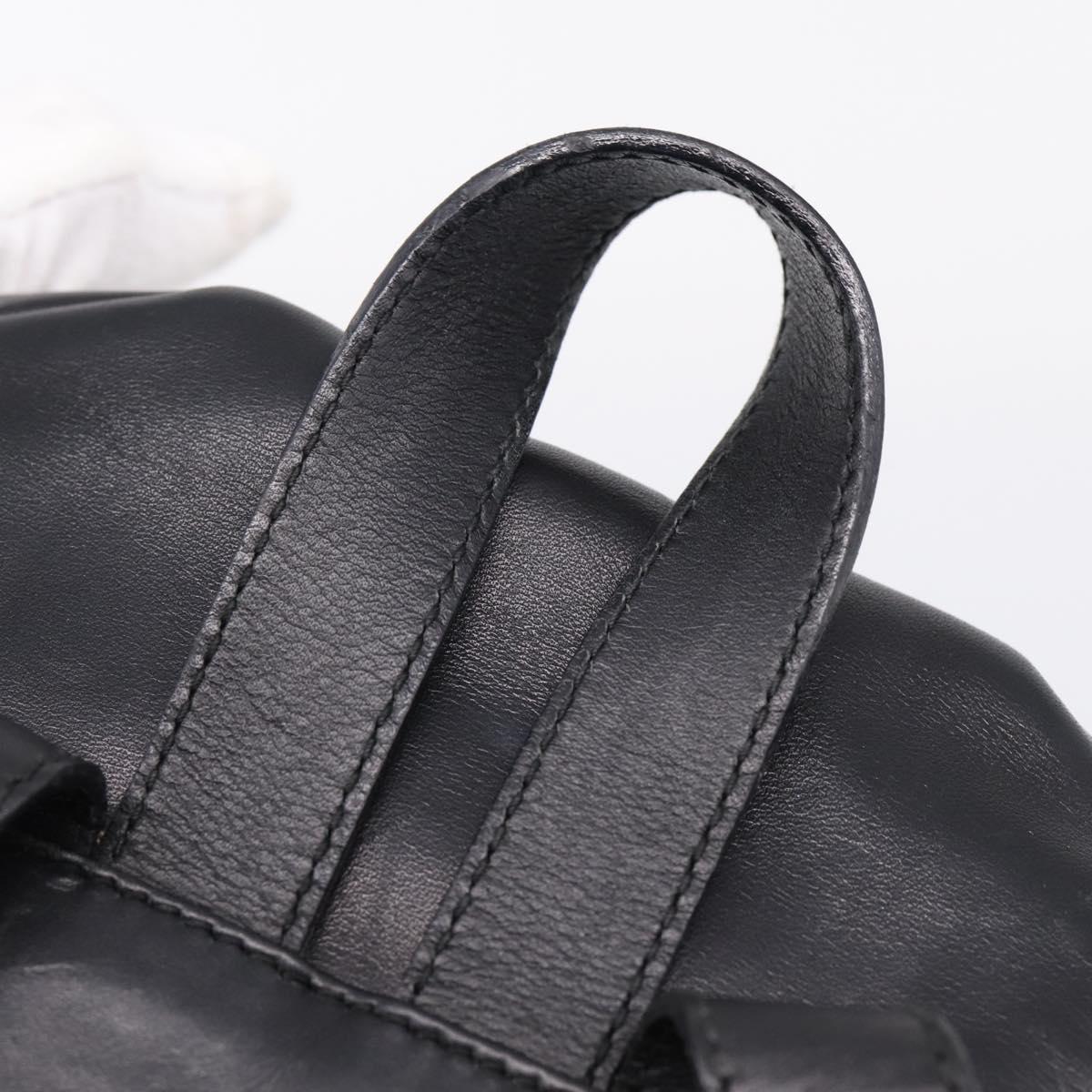 Salvatore Ferragamo Gancini Backpack Leather Black Gold Tone Auth ka6723