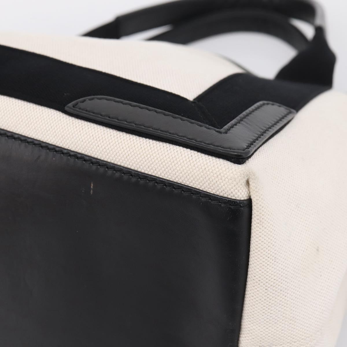 Balenciaga Navy Cabas S Tote Bag Canvas White Black 339933 Auth ka6724A