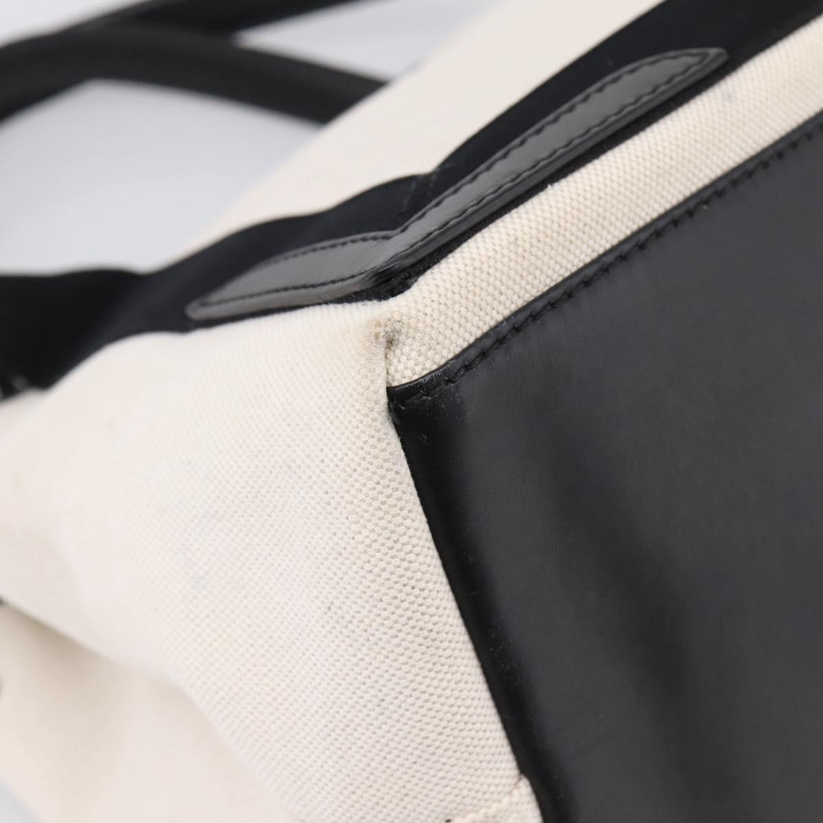 Balenciaga Navy Cabas S Tote Bag Canvas White Black 339933 Auth ka6724A