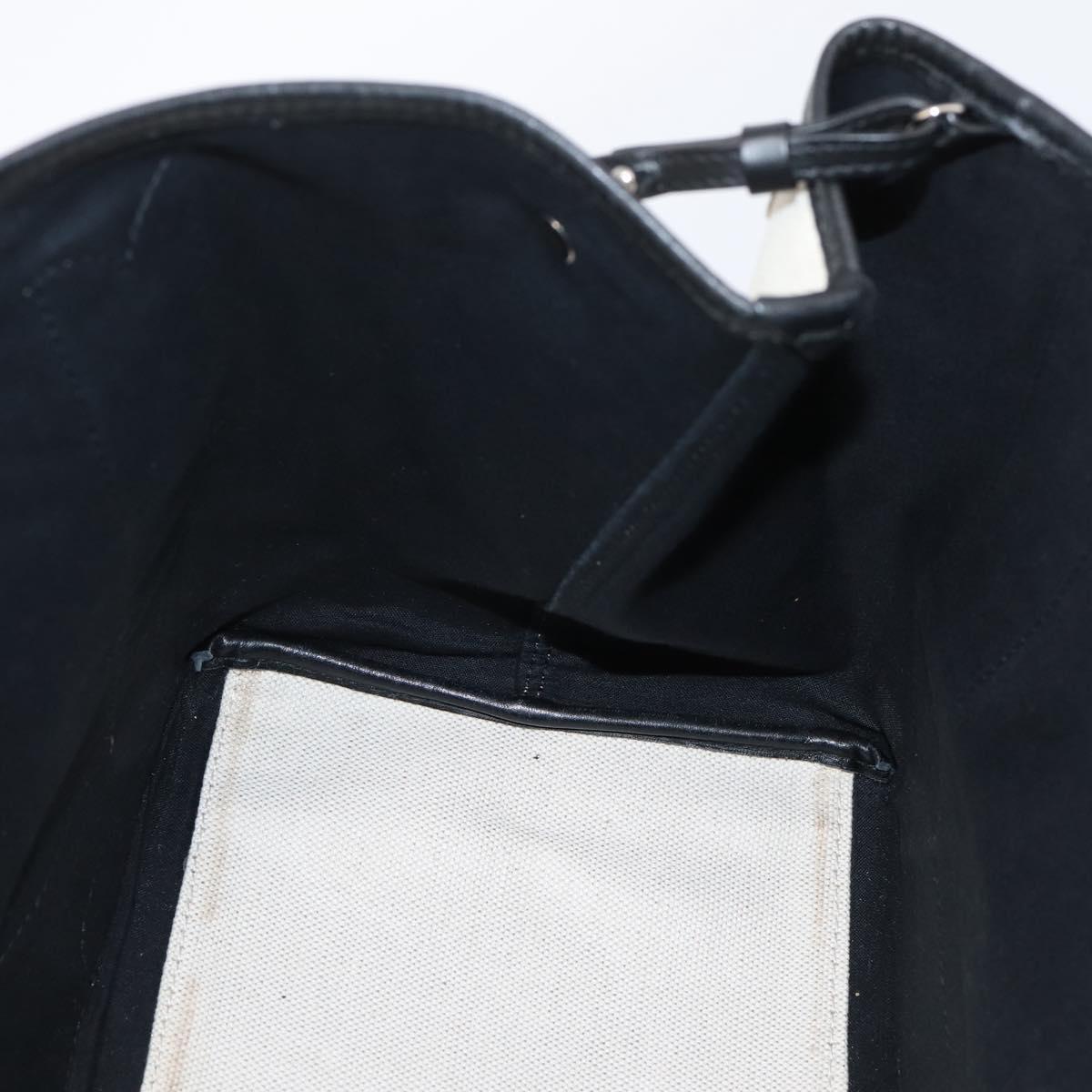 Balenciaga Navy Cabas S Tote Bag Canvas White Black 339933 Auth ka6724A