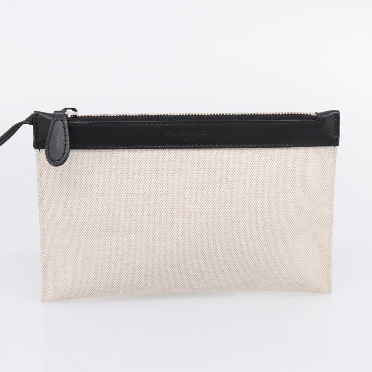 Balenciaga Navy Cabas S Tote Bag Canvas White Black 339933 Auth ka6724A