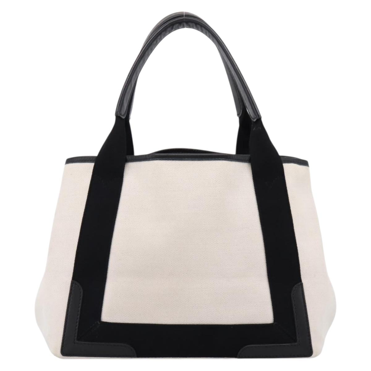 Balenciaga Navy Cabas S Tote Bag Canvas White Black 339933 Auth ka6724A