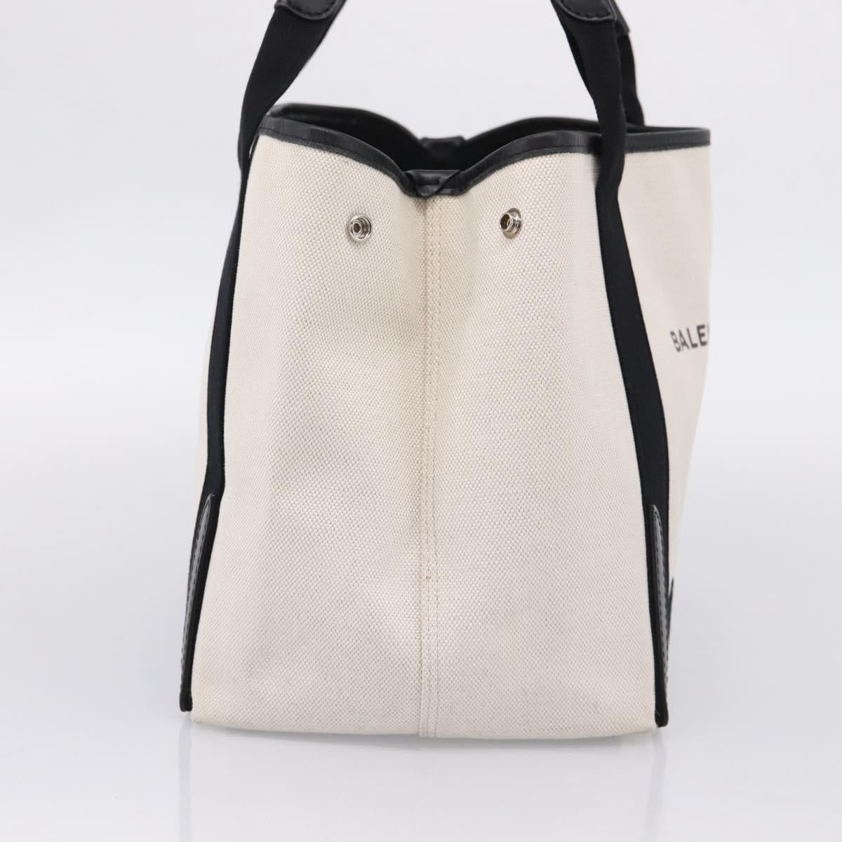 Balenciaga Navy Cabas S Tote Bag Canvas White Black 339933 Auth ka6724A
