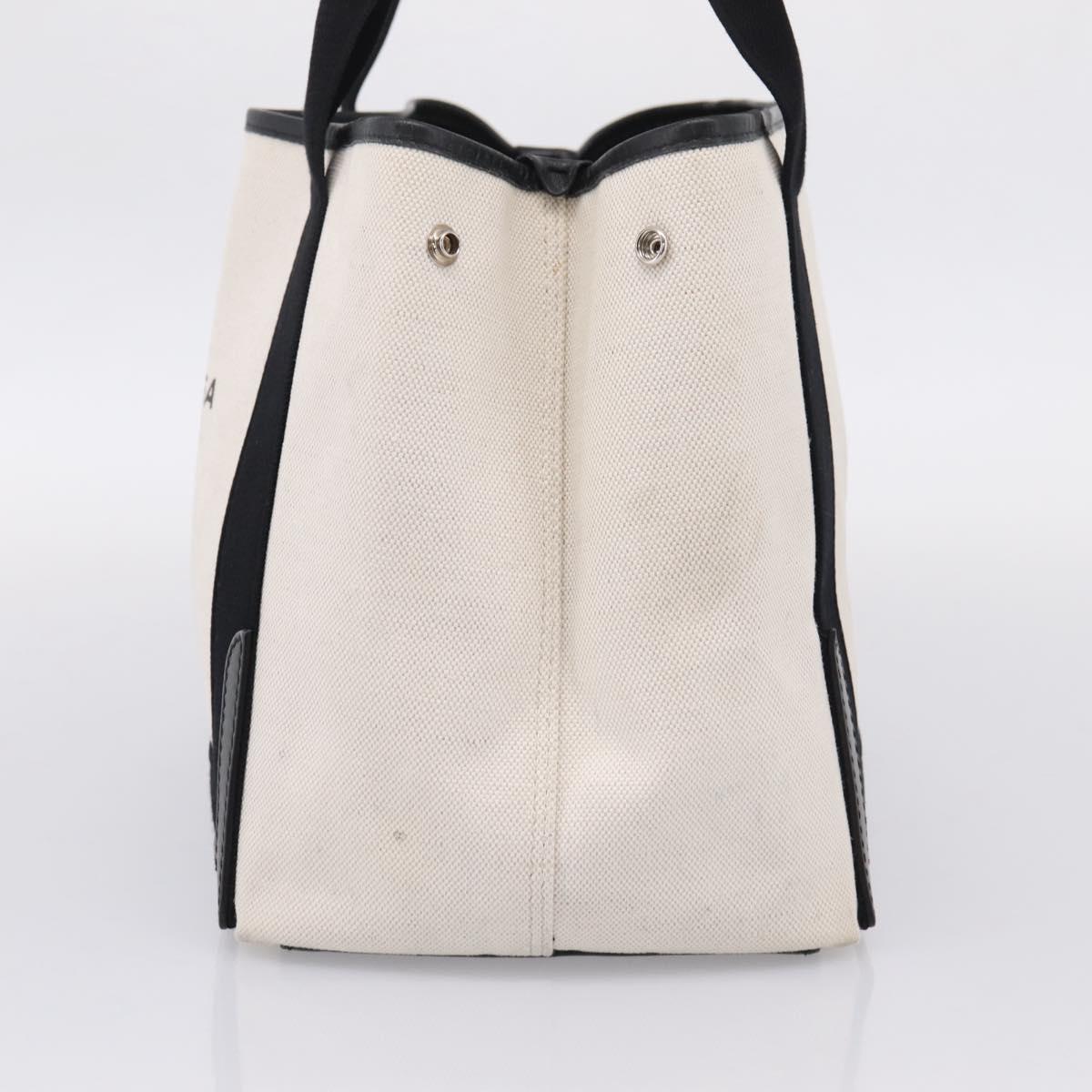 Balenciaga Navy Cabas S Tote Bag Canvas White Black 339933 Auth ka6724A