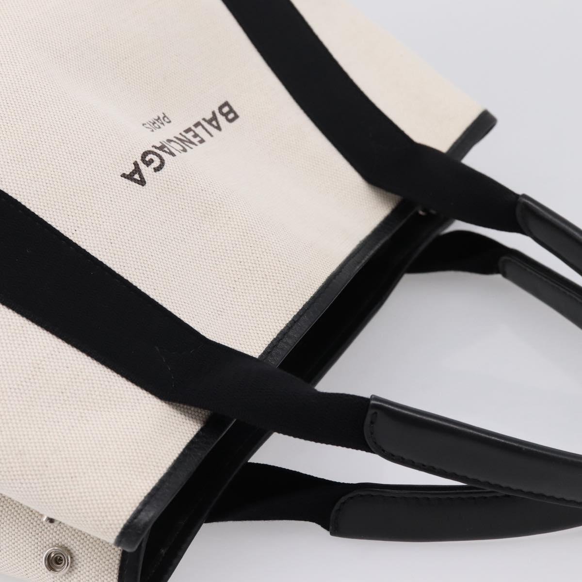 Balenciaga Navy Cabas S Tote Bag Canvas White Black 339933 Auth ka6724A
