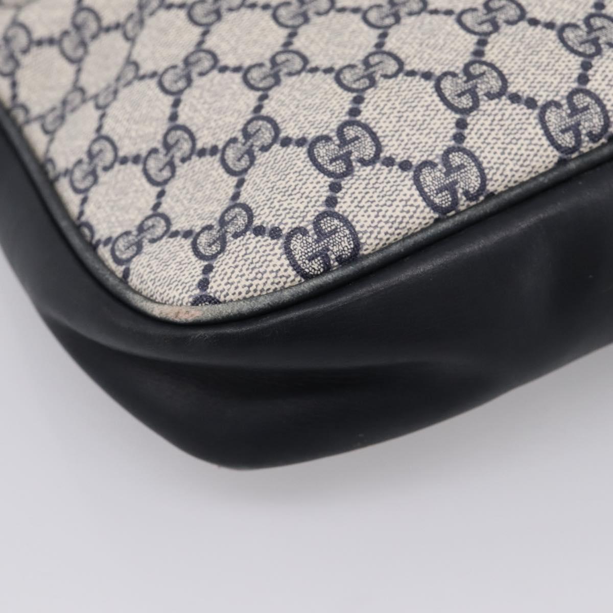 GUCCI GG Supreme Sherry Line Shoulder Bag PVC Navy Gold 30 001 1915 Auth ka6725