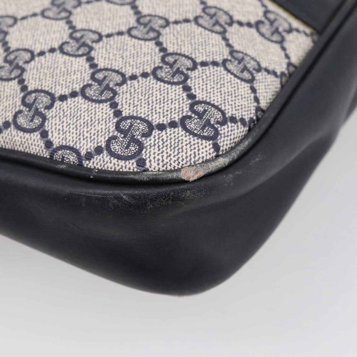 GUCCI GG Supreme Sherry Line Shoulder Bag PVC Navy Gold 30 001 1915 Auth ka6725