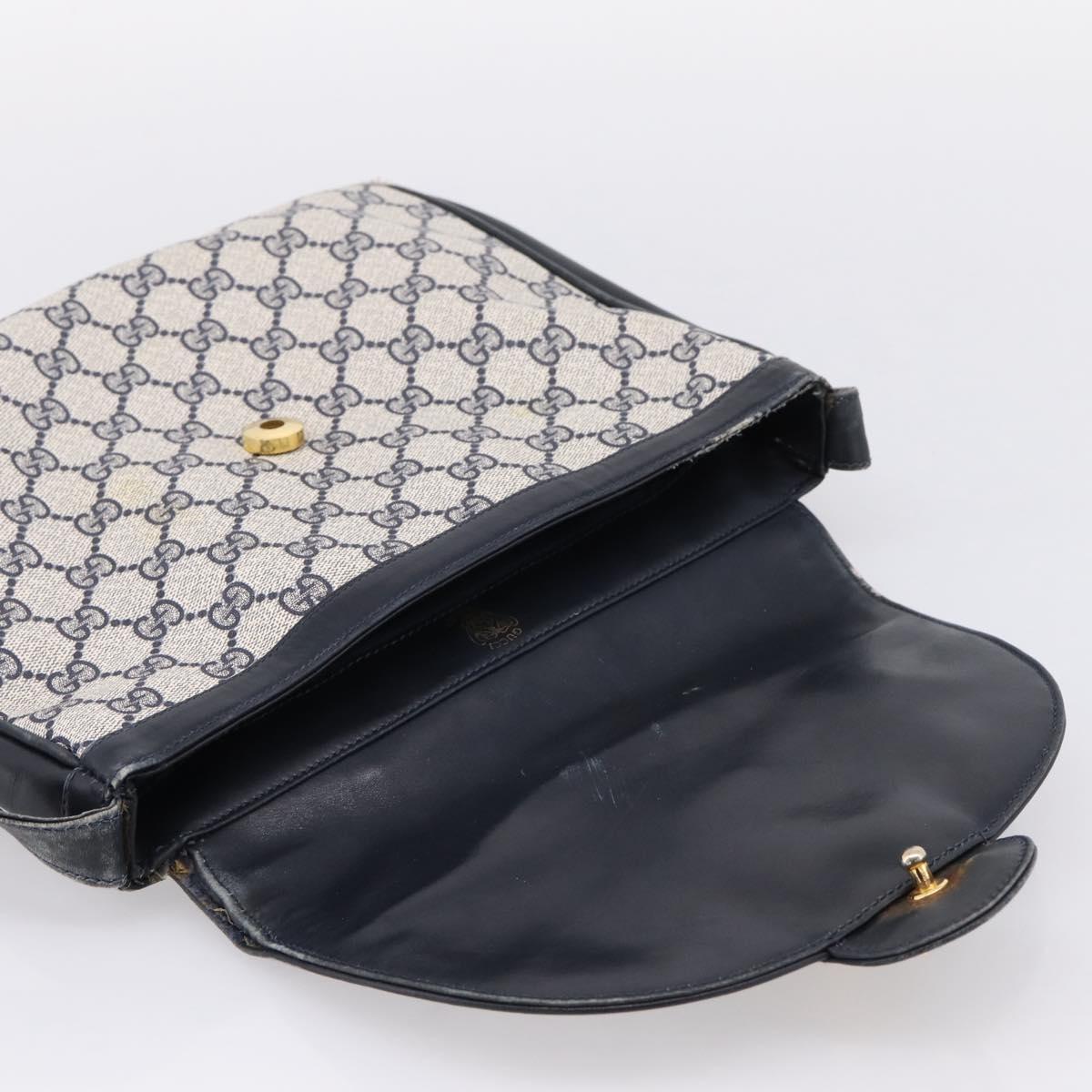 GUCCI GG Supreme Sherry Line Shoulder Bag PVC Navy Gold 30 001 1915 Auth ka6725