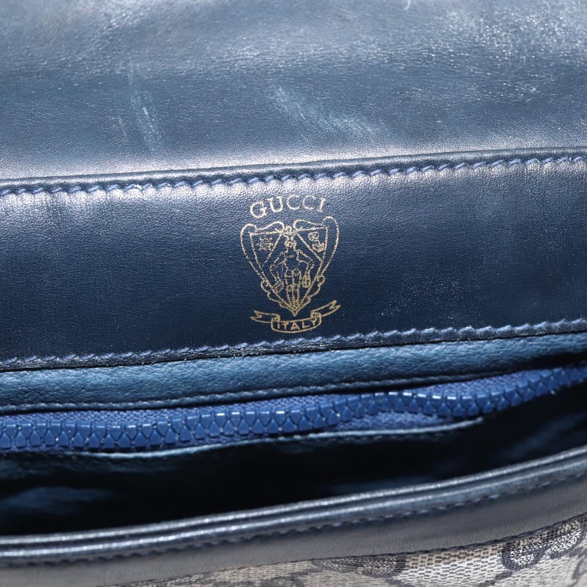 GUCCI GG Supreme Sherry Line Shoulder Bag PVC Navy Gold 30 001 1915 Auth ka6725