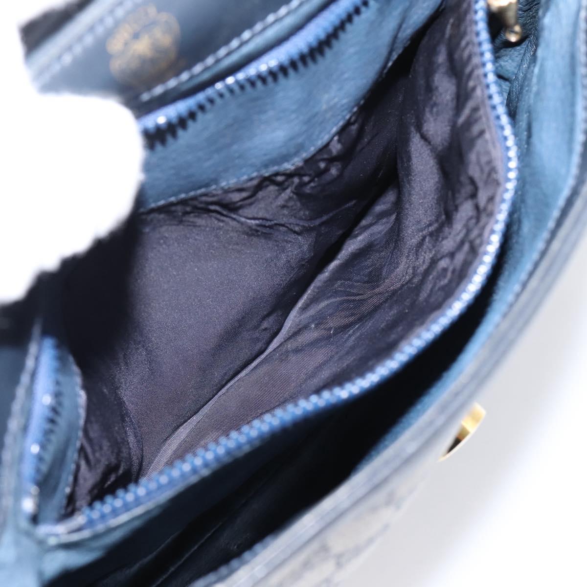 GUCCI GG Supreme Sherry Line Shoulder Bag PVC Navy Gold 30 001 1915 Auth ka6725