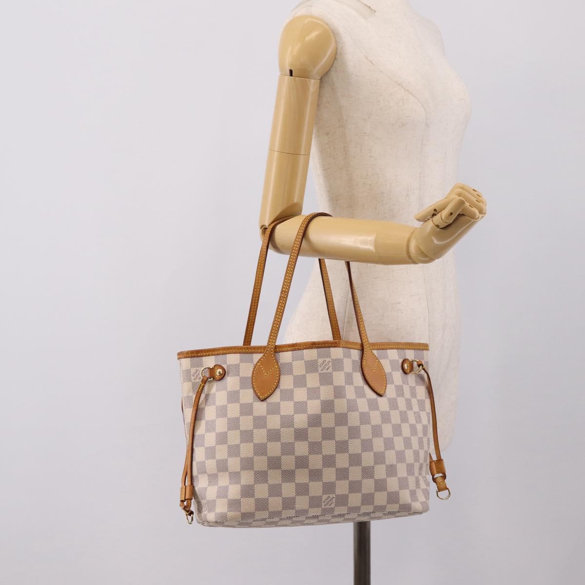 LOUIS VUITTON Damier Azur Neverfull PM Tote Bag N41362 LV Auth ka6728A