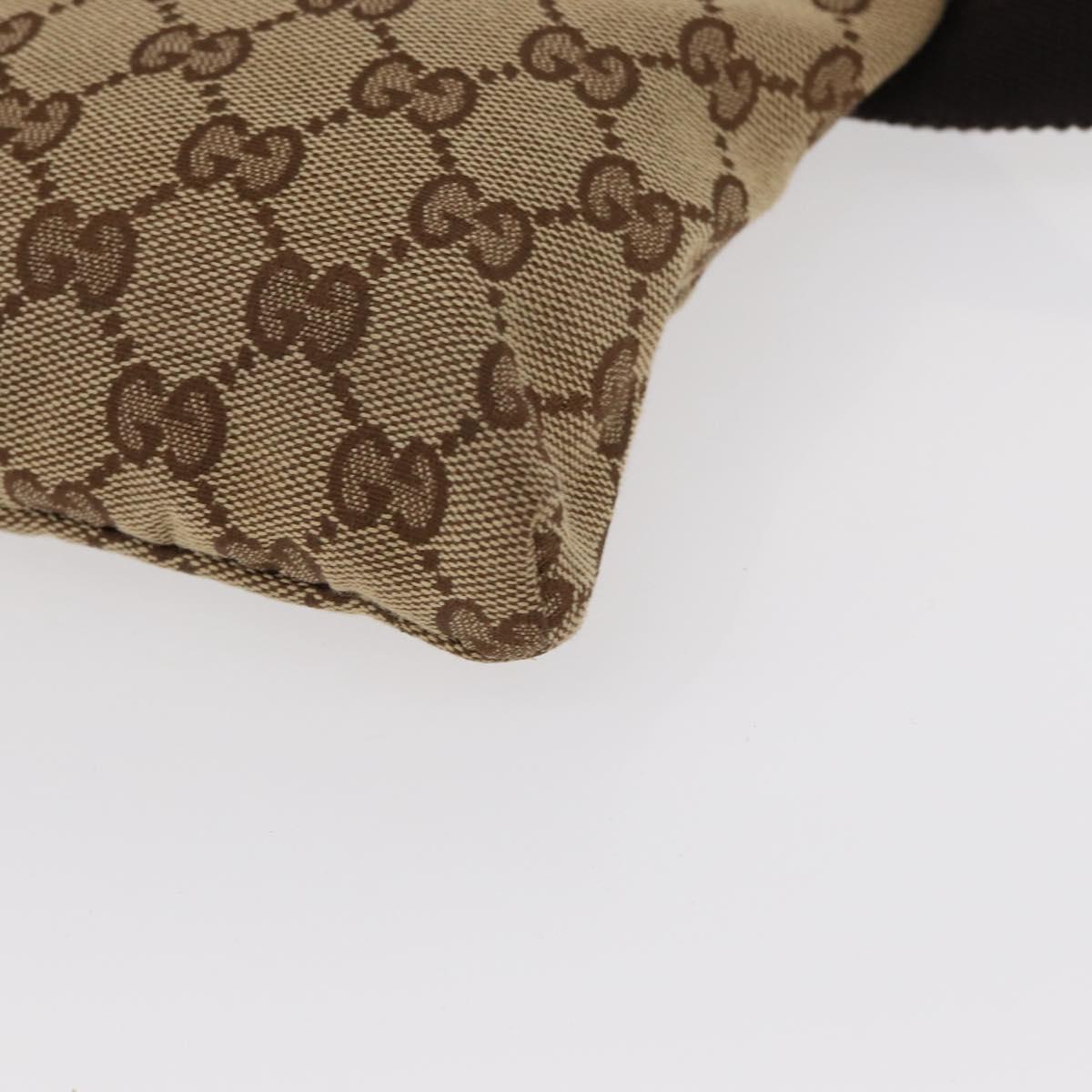 GUCCI GG Canvas Waist Bag Beige Silver 28566 Auth ka673